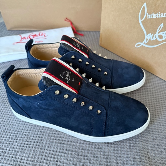 CHRISTIAN LOUBOUTIN 3210169 Blue Suede Pique‎ A Vontade Sneakers, 41.5, 42 main image 7